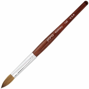 PANA Pure Kolinsky Hair Acrylic Nail Brush - Oval Crimped Shape Silver Ferrule with Mahogany Wood Handle (Size 8)