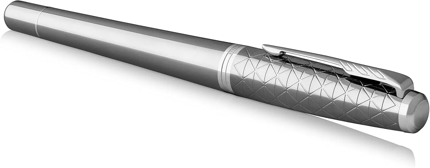 Parker Urban Fountain Pen, Premium Silvered Powder, Medium Nib with Blue Ink Refill (1931603)