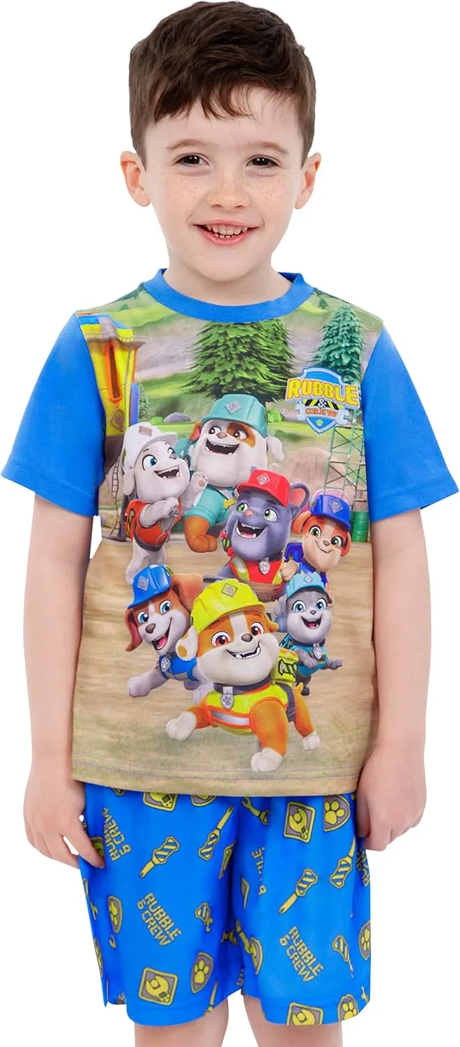 Paw Patrol Pajamas | Summer Pajamas For Boys | Rubble And Crew Boys Short Pajama Set