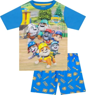 Paw Patrol Pajamas | Summer Pajamas For Boys | Rubble And Crew Boys Short Pajama Set
