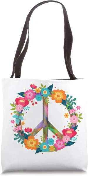 Peace Love Hippie Design - 60s 70s Retro Tote Bag