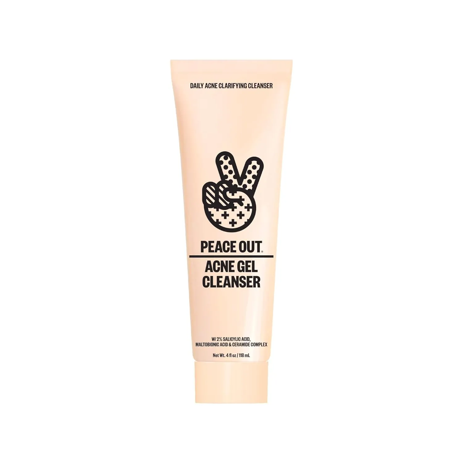 PEACE OUT Skincare Acne Gel Cleanser, Boost Skin Barrier and Help Diminish Blemishes, Daily Acne Face Wash with Salicylic Acid for Men and Women, 4 fl oz