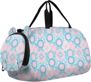 Peach Blue Japanese Zephyre Cherry Blossoms Boy's Gym Duffel Bag with Shoes Compartment Multifunctional Sports Duffel Bag for Travel, Sports, Fitness & Workout bolsos de para hombre