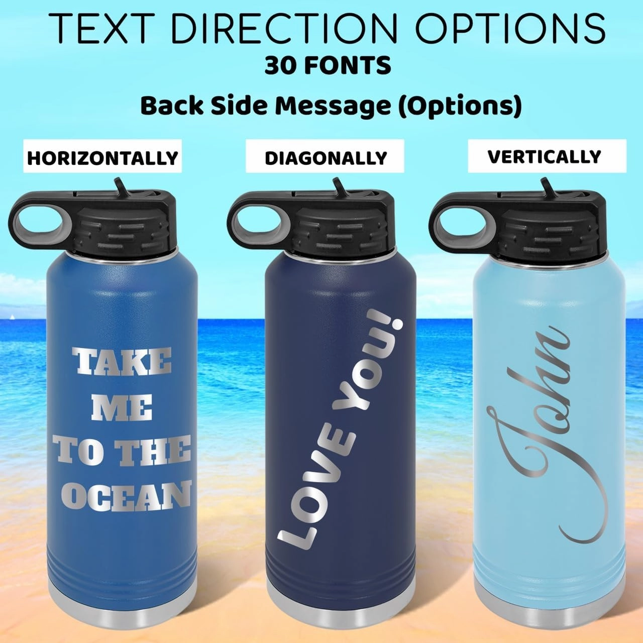 Personalized Water Bottles 32oz with Flip-Top Lid and Straw, Customized Vacuum Insulated Flask,Stainless Steel Sports Double Wall Thermos, Your Logo Name and Text Engraved in USA (Teal)