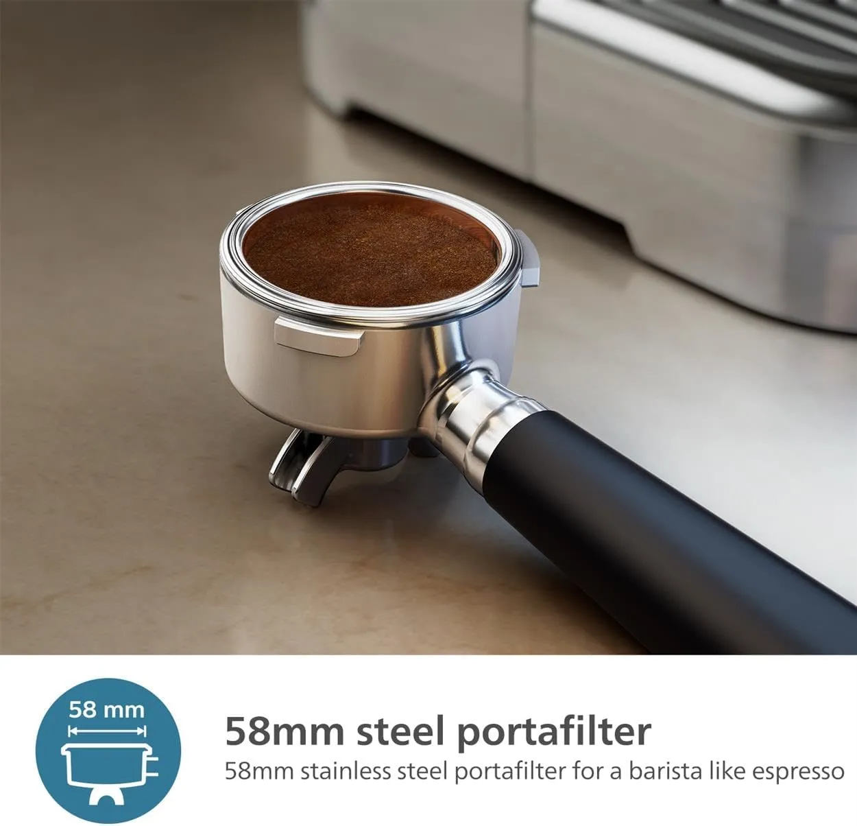 PHILIPS Barista Brew Semi Automatic Espresso Machine - Single & Double Espresso,Americano, 250g Bean Container Grinder Milk Jug with temperature indicator,Calibrated Tamping,Metal Silver (PSA3218/01)
