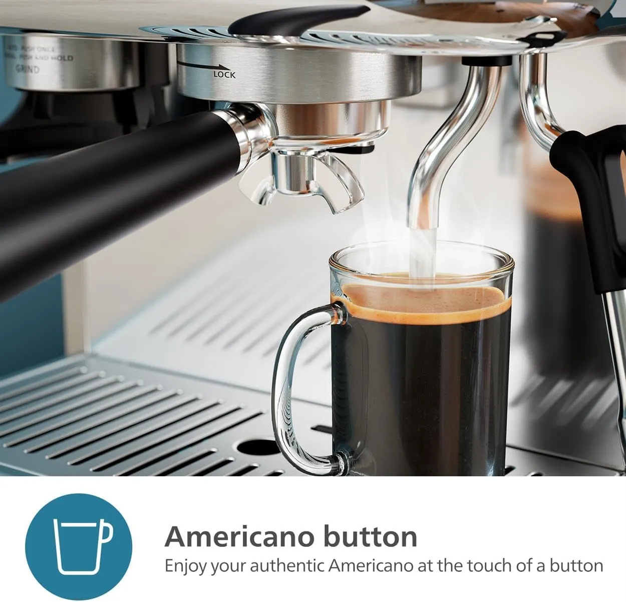 PHILIPS Barista Brew Semi Automatic Espresso Machine - Single & Double Espresso,Americano, 250g Bean Container Grinder Milk Jug with temperature indicator,Calibrated Tamping,Metal Silver (PSA3218/01)