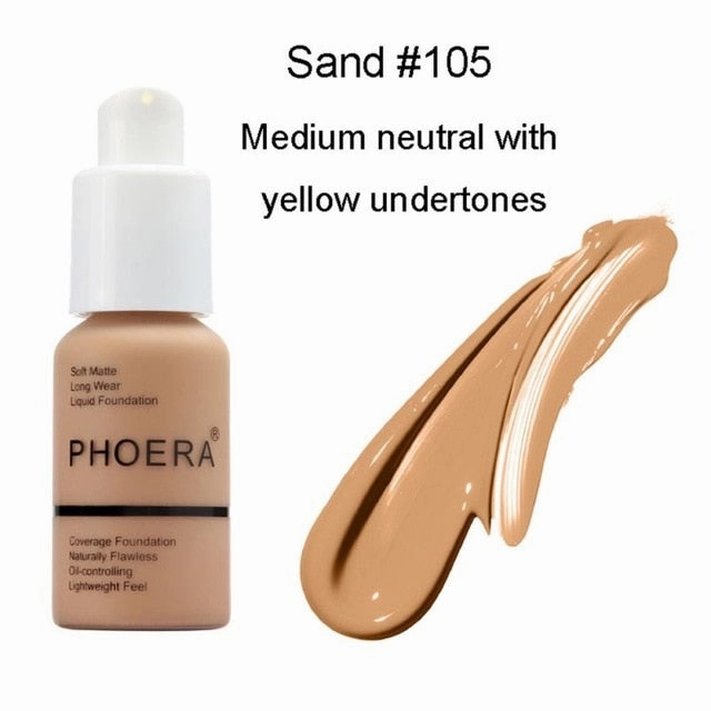 PHOERA New 30ml Matte Oil Control Concealer Liquid Foundation pallet shadows makeup pallete far paleti novo sombras Skin care