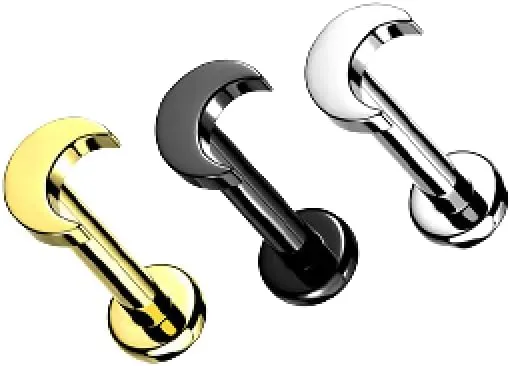 Pierced Owl - 16GA Implant Grade Flat Crescent Moon Top Internally Threaded Solid G23 Implant Grade F-136 Titanium Flat Back Labret Monroe Lip Cartilage Helix Tragus Conch Ear Lobe Stud