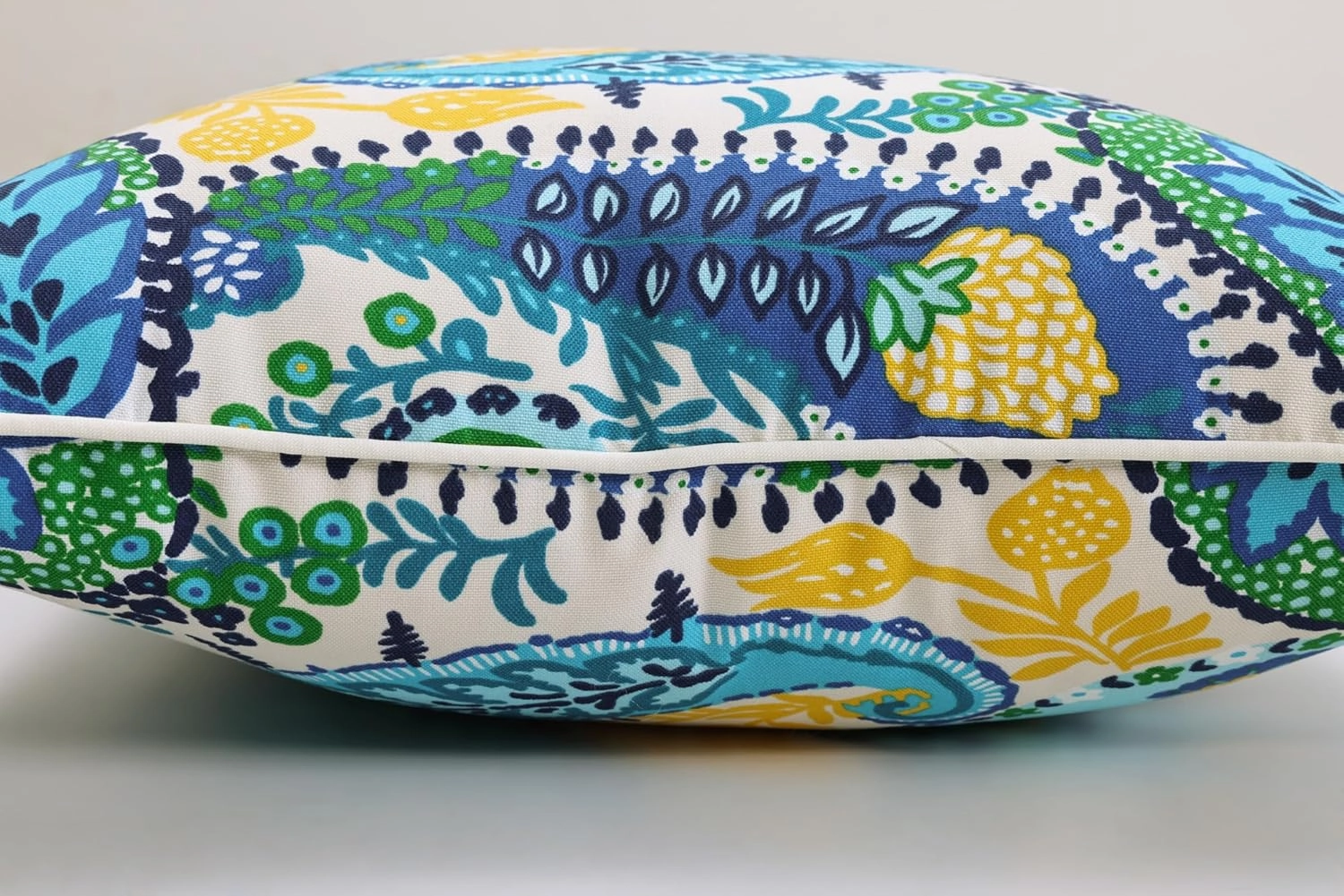 Pillow Perfect Paisley Indoor/Outdoor Accent Throw Pillow, Plush Fill, Weather, and Fade Resistant, Floor - 25" x 25", Blue/Green Amalia,