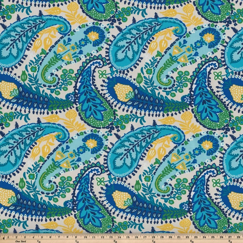 Pillow Perfect Paisley Indoor/Outdoor Solid Back Chaise Lounge Cushion with Ties, Plush Fiber Fill, Weather, and Fade Resistant, 80" x 23", Blue/Green Amalia,