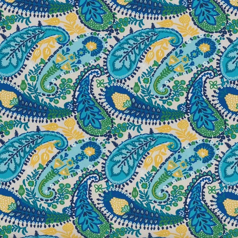 Pillow Perfect Paisley Indoor/Outdoor Split Back Chaise Lounge Cushion with Ties, Plush Fiber Fill, Weather, and Fade Resistant, 72.5" x 21", Blue/Green Amalia,