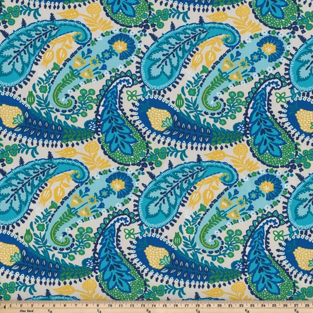 Pillow Perfect Paisley Indoor/Outdoor Split Back Chaise Lounge Cushion with Ties, Plush Fiber Fill, Weather, and Fade Resistant, 72.5" x 21", Blue/Green Amalia,