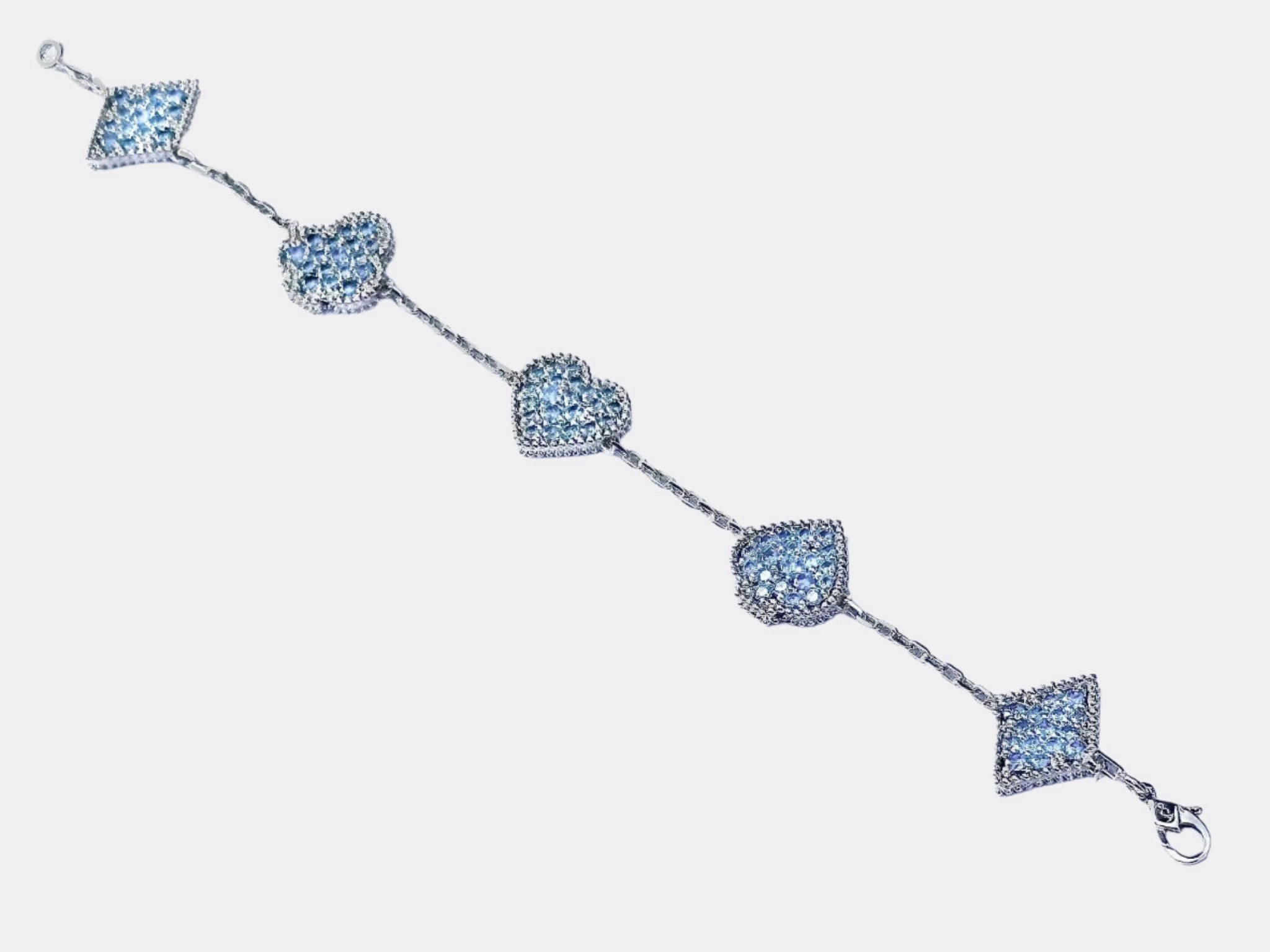 Poker Club Angel Zircon Gemstone Poker Bracelet/ Silver and Blue