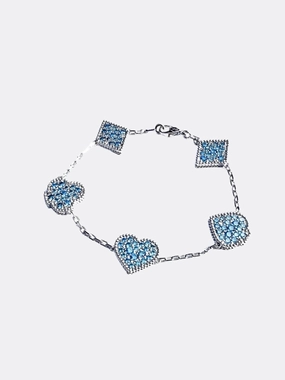 Poker Club Angel Zircon Gemstone Poker Bracelet/ Silver and Blue