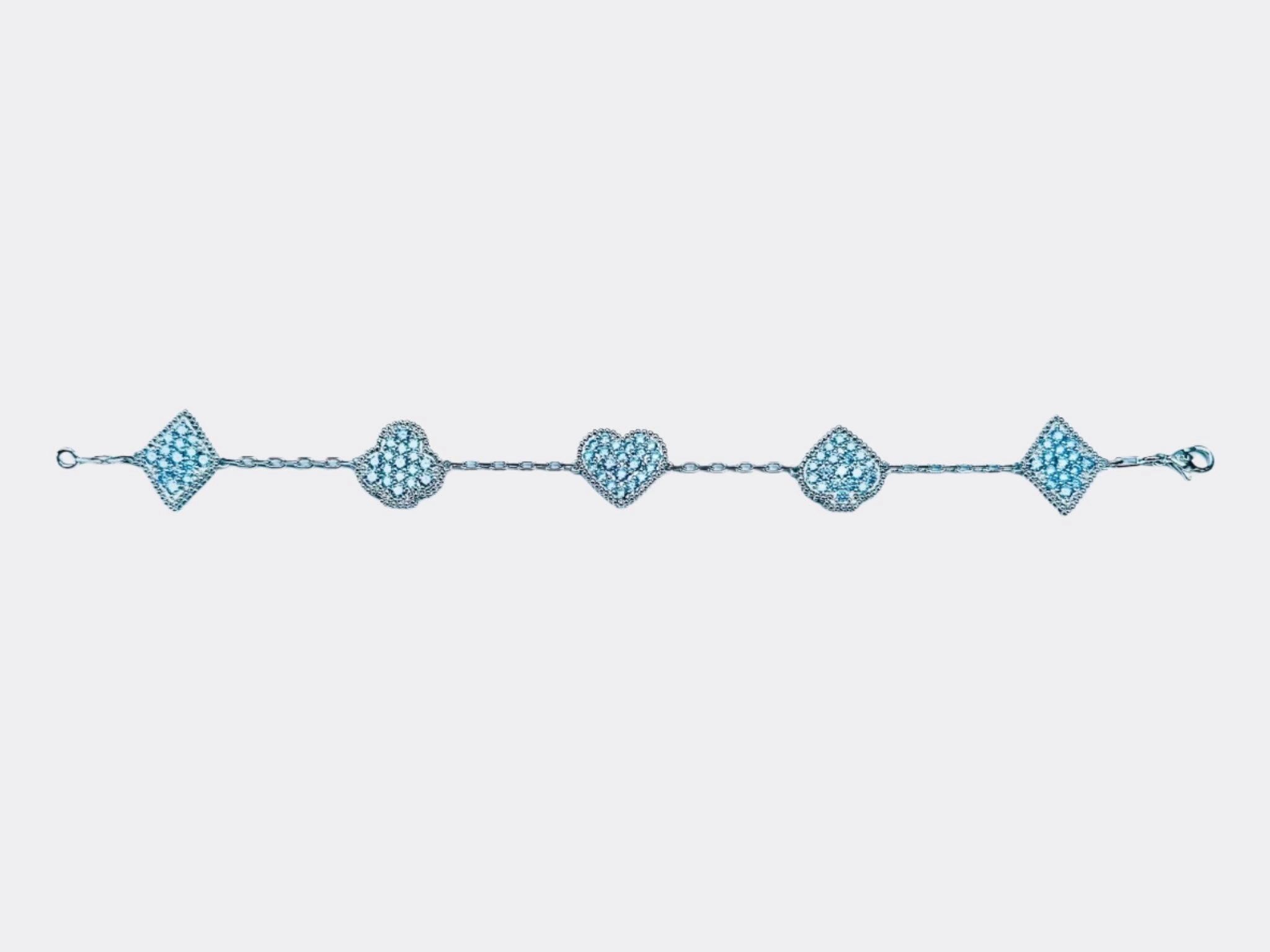 Poker Club Angel Zircon Gemstone Poker Bracelet/ Silver and Blue