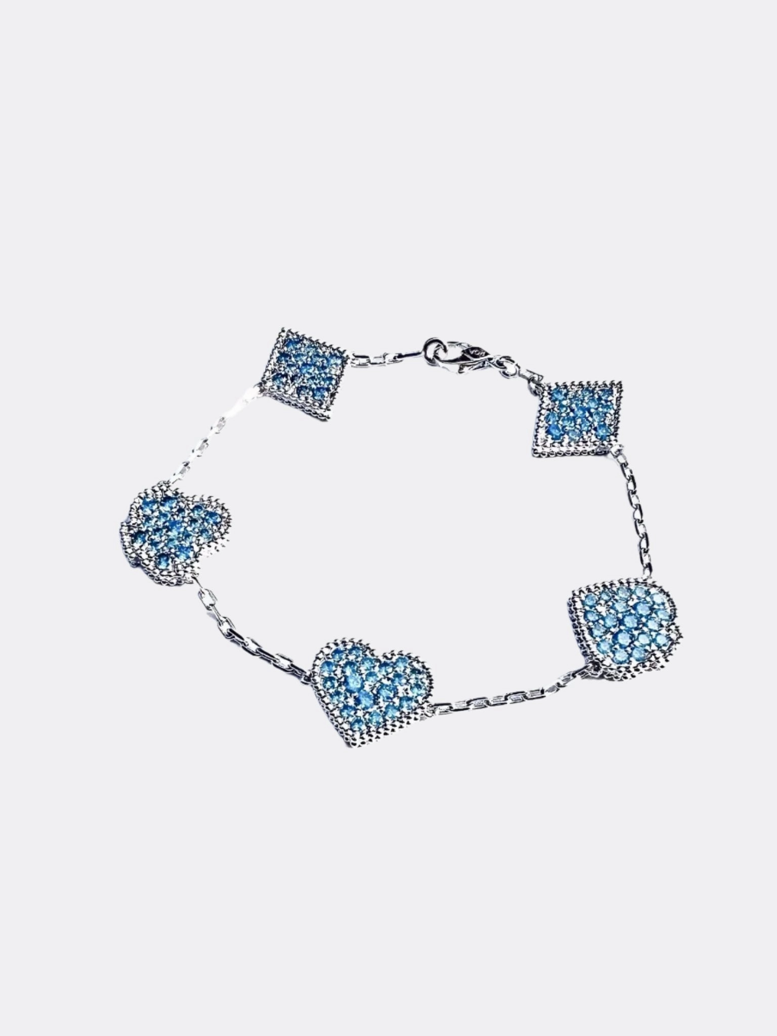 Poker Club Angel Zircon Gemstone Poker Bracelet/ Silver and Blue