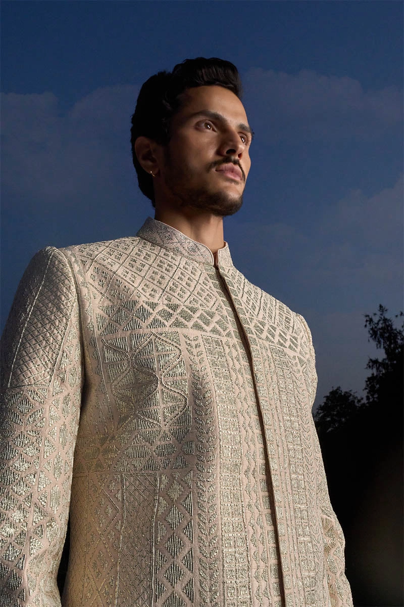 Powder Peach Sherwani Set