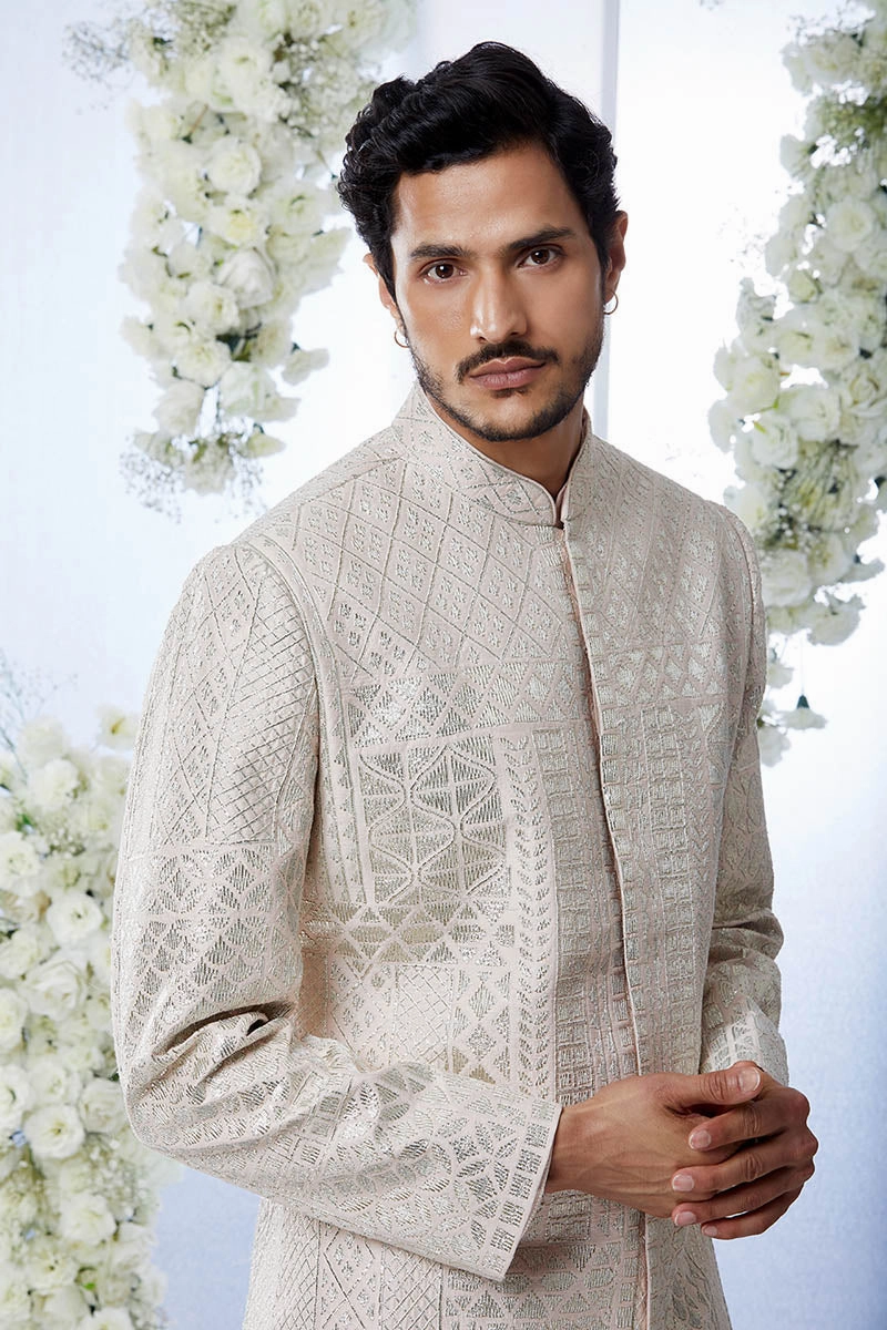 Powder Peach Sherwani Set