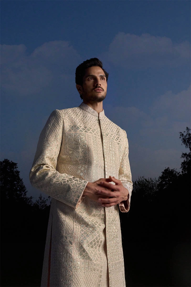 Powder Peach Sherwani Set