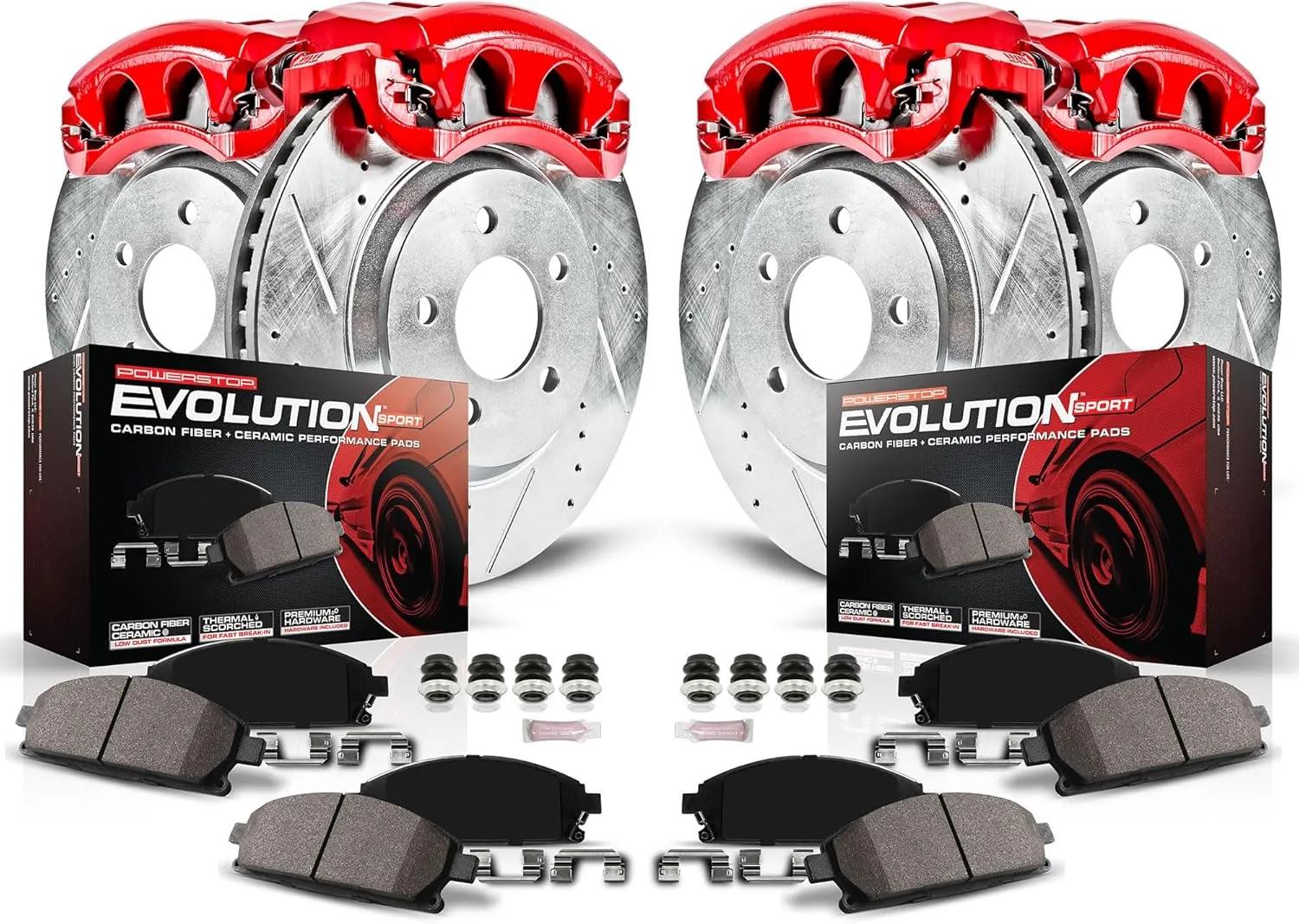 Power Stop KC4490 Z23 Evolution Sport Brake Upgrade Kit with Powder Coated Calipers- Front & Rear For Subaru Impreza 2008-2014, Subaru WRX STI 2015-2017 [Model Specific]