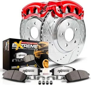 Power Stop KC6258-36 Z36 Truck and Tow Brake Pads with Drilled and Slotted Rotors Kit with Calipers For Suburban 3500 Sierra 2500 3500