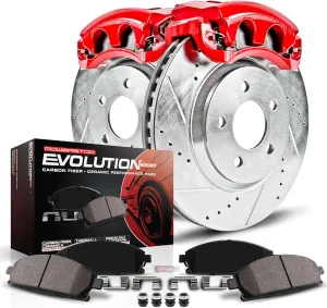 Power Stop Rear KC5732A Z23 Daily Driver Brake Pad and Rotor Kit with Red Powder Coated Calipers For BMW M3 2001-2006 [Model Specific]