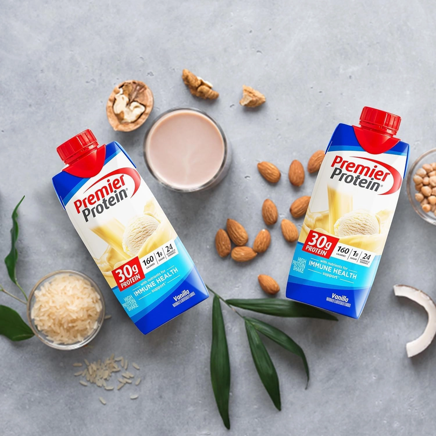 Premier Protein High Protein Shakes Vanilla - 160 Calories - 24 Vitamins & Minerals - 30 g Protein - Ready Set Gourmet Donate a Meal Program - 1 Case (11 fl. oz, 10 pk Each)