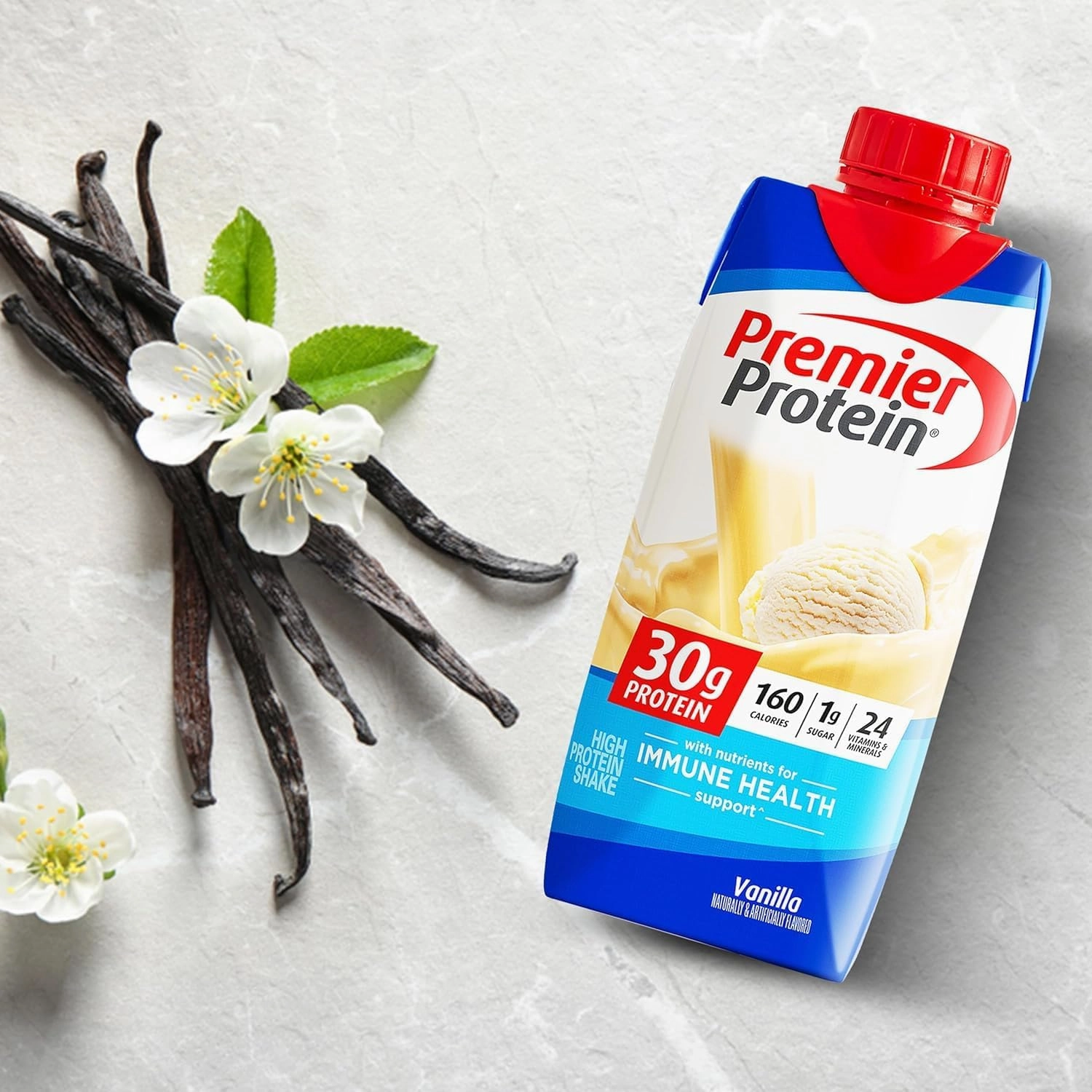 Premier Protein High Protein Shakes Vanilla - 160 Calories - 24 Vitamins & Minerals - 30 g Protein - Ready Set Gourmet Donate a Meal Program - 1 Case (11 fl. oz, 10 pk Each)