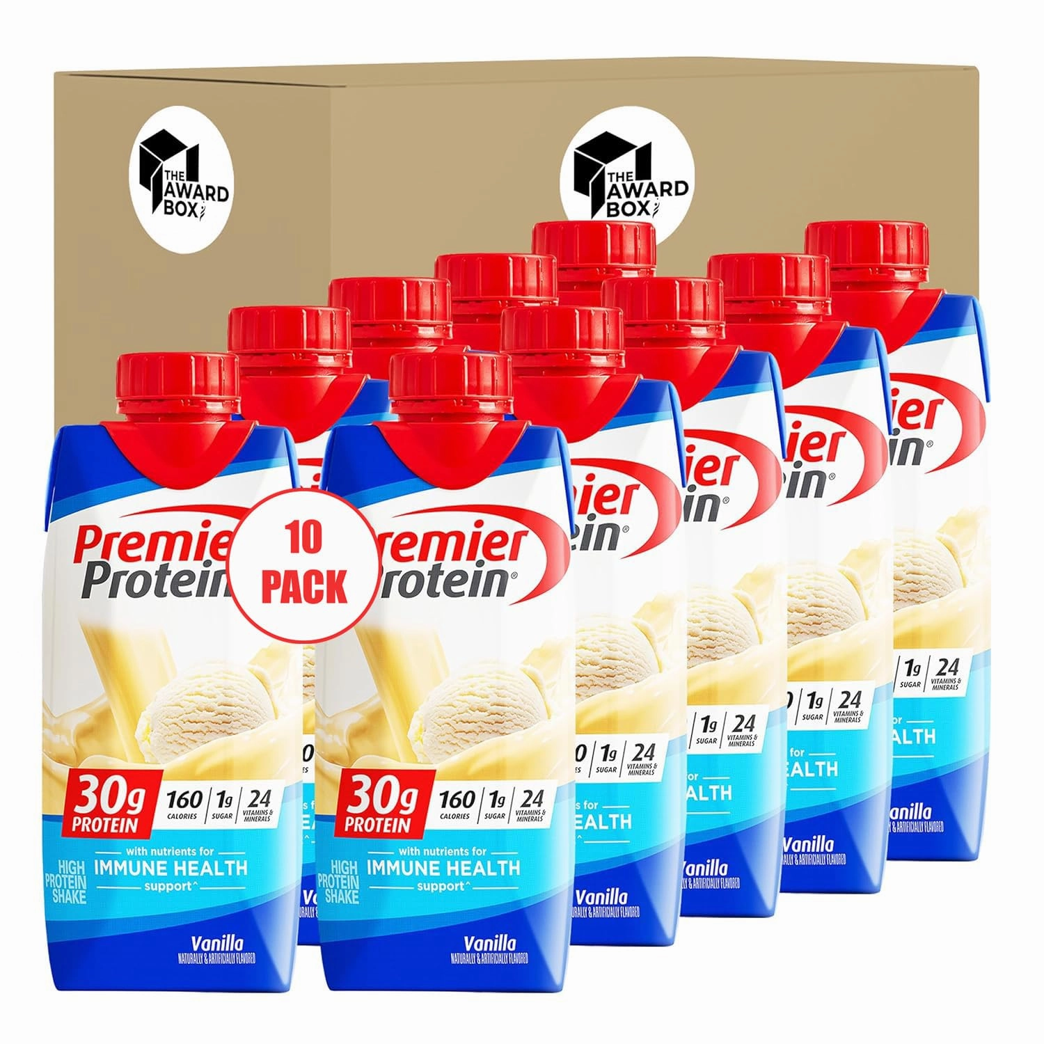 Premier Protien | 30g High Protein Shake Variety Sampler Pack Vanilla 11 Fl oz each in The Award Box Packaging (10pk)