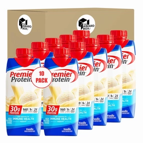 Premier Protien | 30g High Protein Shake Variety Sampler Pack Vanilla 11 Fl oz each in The Award Box Packaging (10pk)
