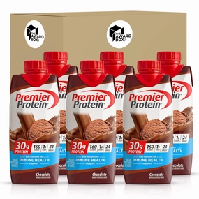 Premier Protien Shakes Chocolate 11 Fl. Oz | 30g Protein Shakes in The Award Box Packaging (6 Pack) (Chocolate)