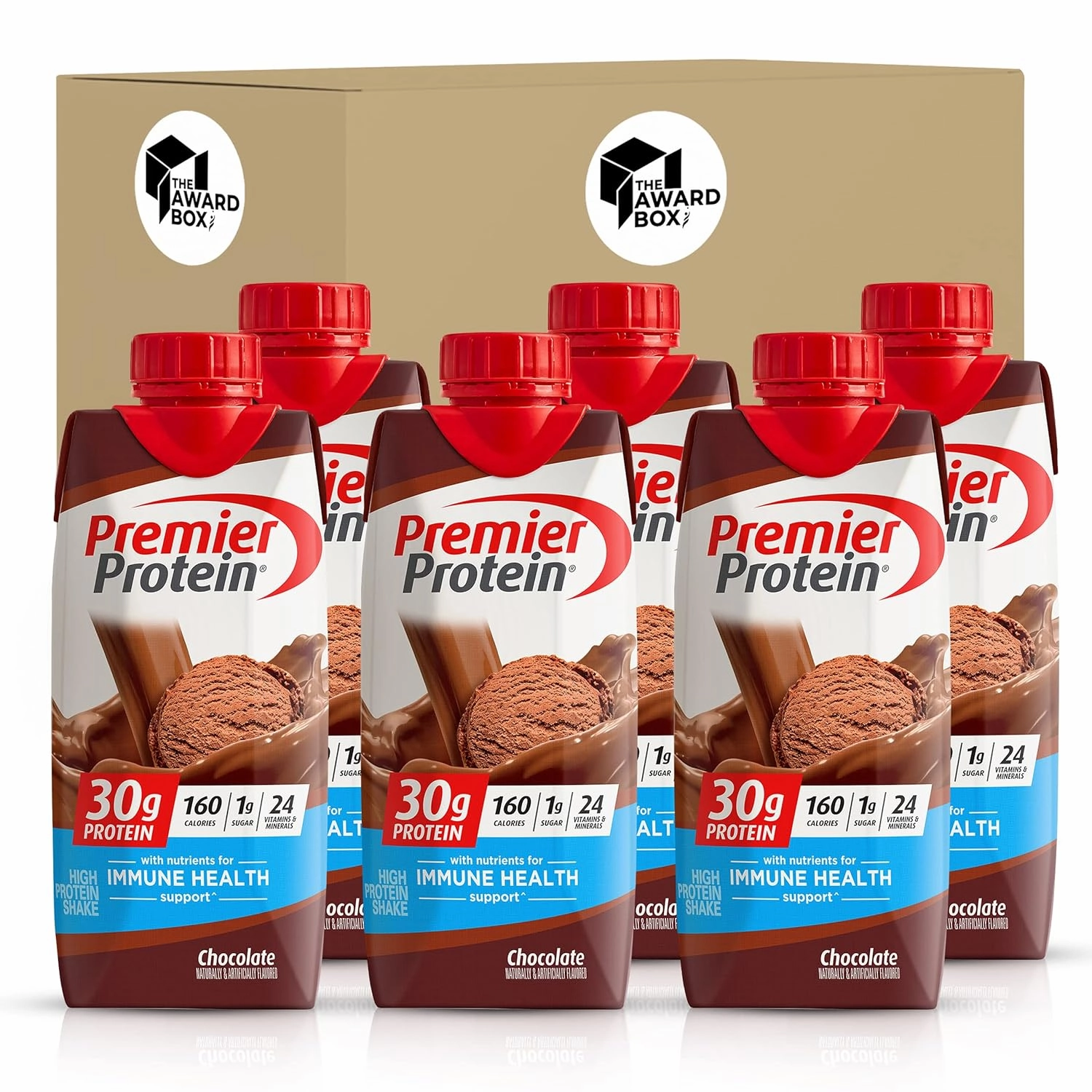 Premier Protien Shakes Chocolate 11 Fl. Oz | 30g Protein Shakes in The Award Box Packaging (6 Pack) (Chocolate)