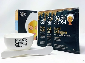 Premium Gold Collagen Modeling Peel-Off Mask"Rubber Mask" (Pack of 3 With Bowl & Spatula), Diminishes Signs of Aging, Firms & Tones Skin, Brightens Complexion, 25g. Made In Korea (3 Pack)