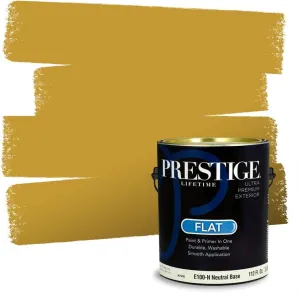 PRESTIGE Paints Exterior Paint and Primer In One, 1-Gallon, Flat, Comparable Match of Sherwin Williams* Crispy Gold*