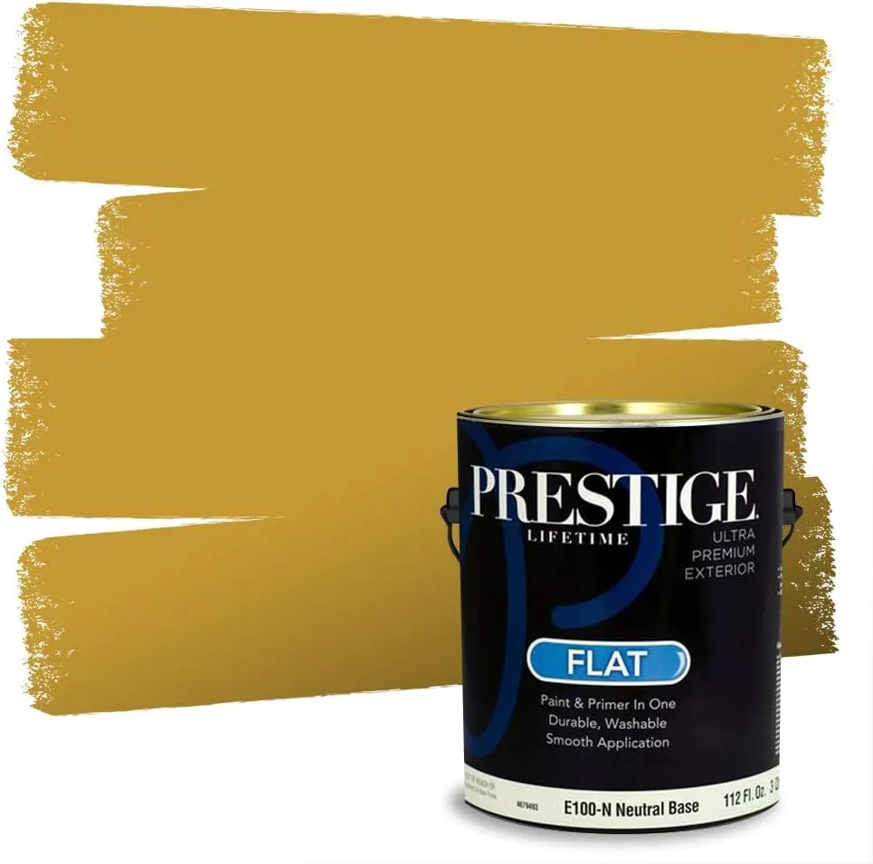 PRESTIGE Paints Exterior Paint and Primer In One, 1-Gallon, Flat, Comparable Match of Sherwin Williams* Crispy Gold*