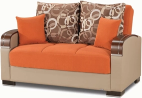 PrimeNest Mobilon Collection Upholstered Convertible Loveseat with Storage, Orange
