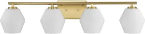 Progress Lighting Copeland Collection Four-Light Brushed Gold Mid-Century Modern Vanity Light (P300433-191)