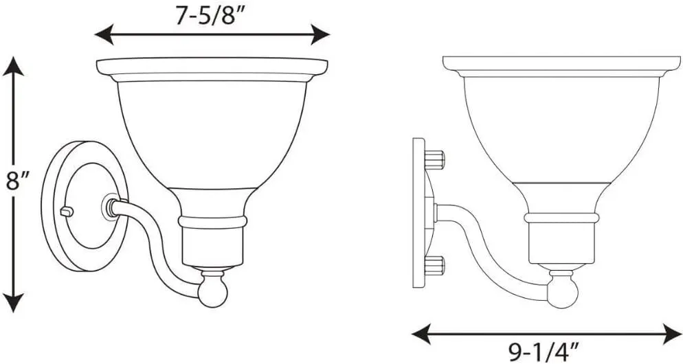 Progress Lighting P3161-20 1-Light Wall Bracket with White Etched Glass, Antique Bronze