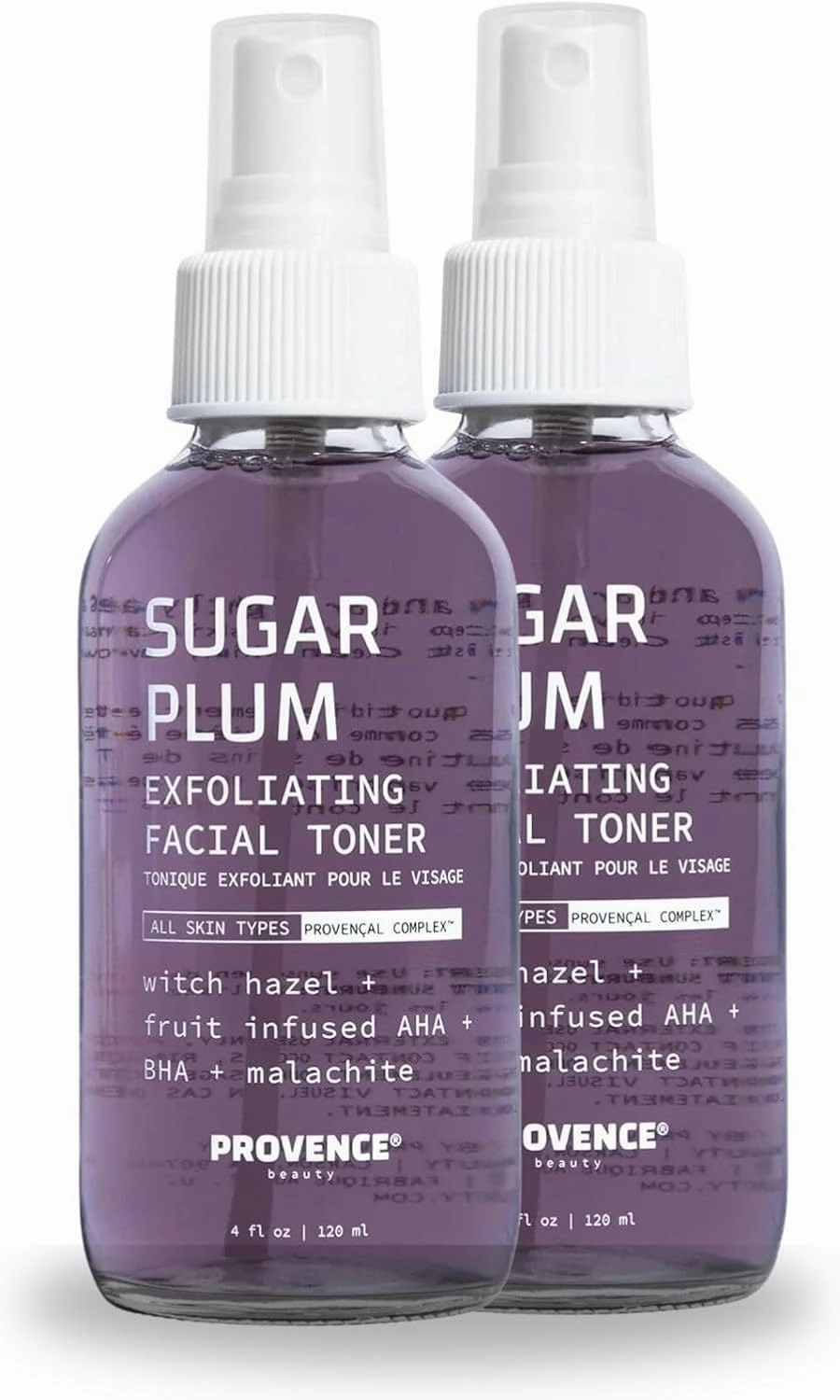 Provence Beauty Sugar Plum Exfoliating Facial Toner – Exfoliating Skin Care Toner for Face – Ideal Face Toner – Clarifies Pores, Visibly Smooths Texture (Pack of 2)