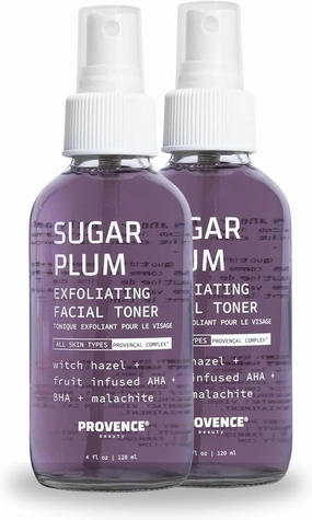 Provence Beauty Sugar Plum Exfoliating Facial Toner – Exfoliating Skin Care Toner for Face – Ideal Face Toner – Clarifies Pores, Visibly Smooths Texture (Pack of 2)