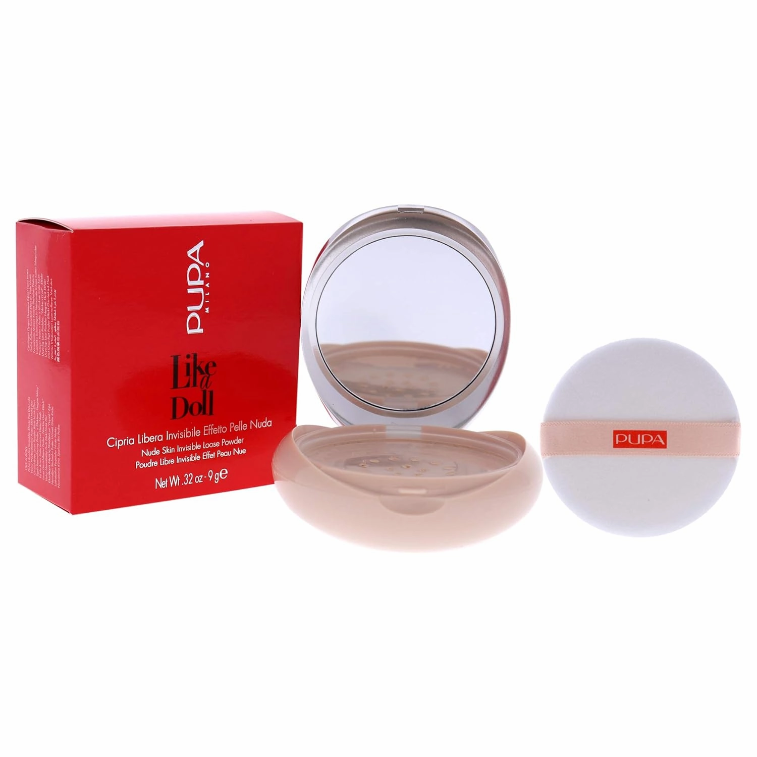 PUPA Milano Like A Doll Loose Powder 001 Light Beige - Soft Powder for Smooth, PHOTOREADY Complexion - Enriched with Hydrating Cottonseed Extract - Blurs FIne Lines and Uneven Texture - 0.32 oz