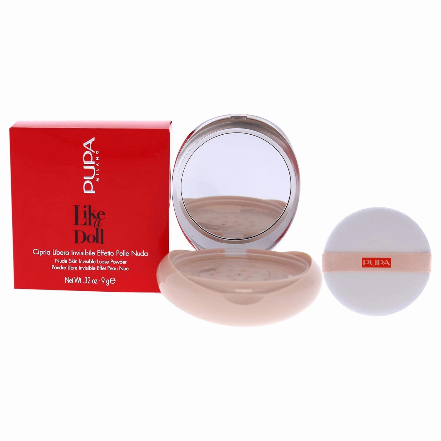 PUPA Milano Like A Doll Loose Powder 001 Light Beige - Soft Powder for Smooth, PHOTOREADY Complexion - Enriched with Hydrating Cottonseed Extract - Blurs FIne Lines and Uneven Texture - 0.32 oz