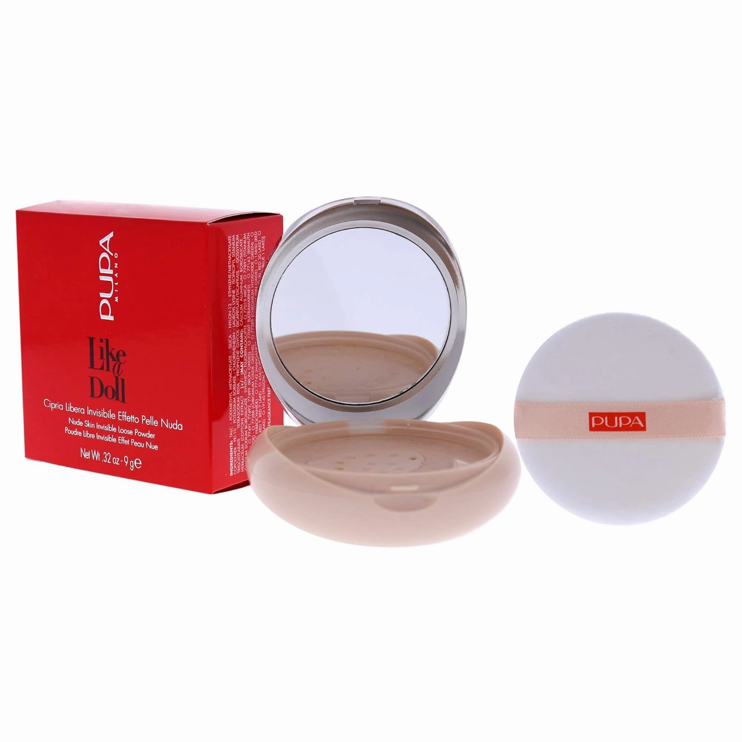PUPA Milano Like A Doll Loose Powder 003 Natural Beige - Soft Powder for Smooth, PHOTOREADY Complexion - Enriched with Hydrating Cottonseed Extract - Blurs FIne Lines and Uneven Texture - 0.32 oz
