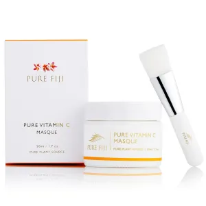 PURE FIJI Facial Mask with Vitamin C Face Moisturizer Brightening Face Mask Skin Care for Daily Routine, Hydrating Face Mask with Kakadu Plum and Lime Extracts Brush Included (1.7oz/50ml)