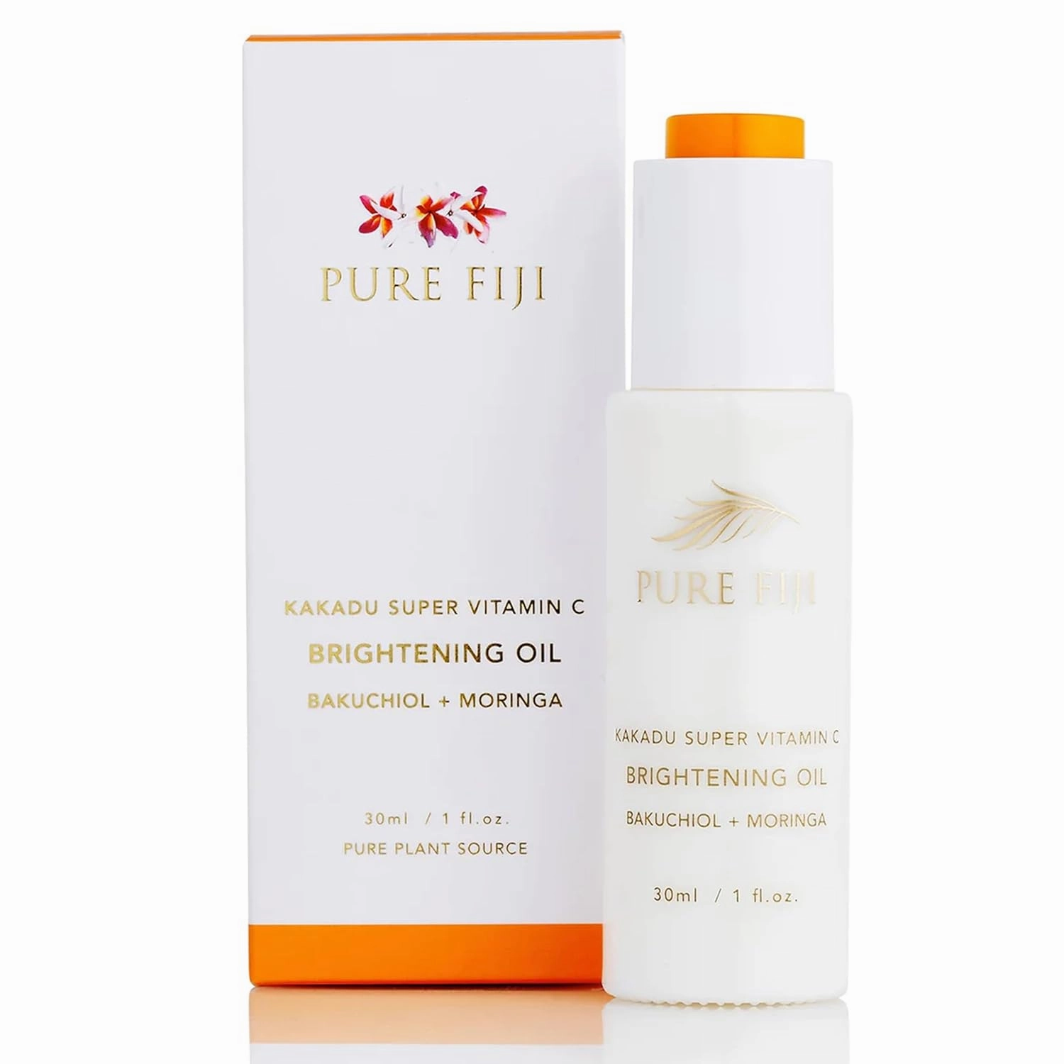 PURE FIJI Vitamin C Brightening Oil With Bakuchiol   Moringa, Beauty Face Oil, Increase Collagen Production, Promote Even Complexion Face Oil For Women, 1Fl.Oz