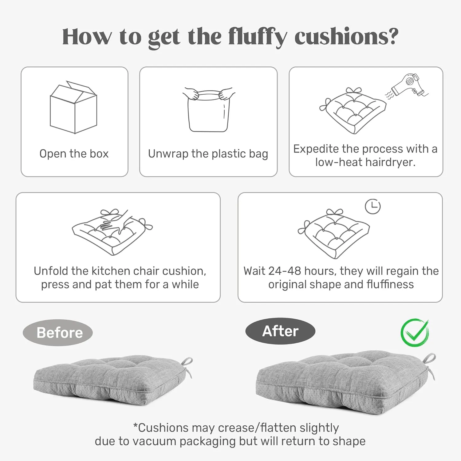 puredown® Chair Cushions for Dining Chairs, Tufted Memory Foam Chair Pads with Non-Slip Backing, Kitchen Seat Cushions with Ties, Washable Seat Pad Set of 4, 15.5" x 15.5" x 4", Wine