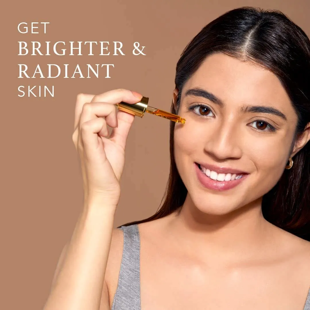 Radiance Beauty-Boosting Face Elixir, Hydrating Moisturiser Face Serum for Skin with Organic Blend of Rosehip oil, Fast Absorbing, Non-Sticky, Golden Glowing Skin - 0.51 Fl Oz - RAS LUXURY OILS