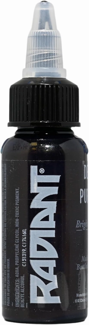 Radiant Colors Deep Purple Tattoo Ink 1oz Bold Pigment Professional Quality Smooth Flow Long Lasting Formula