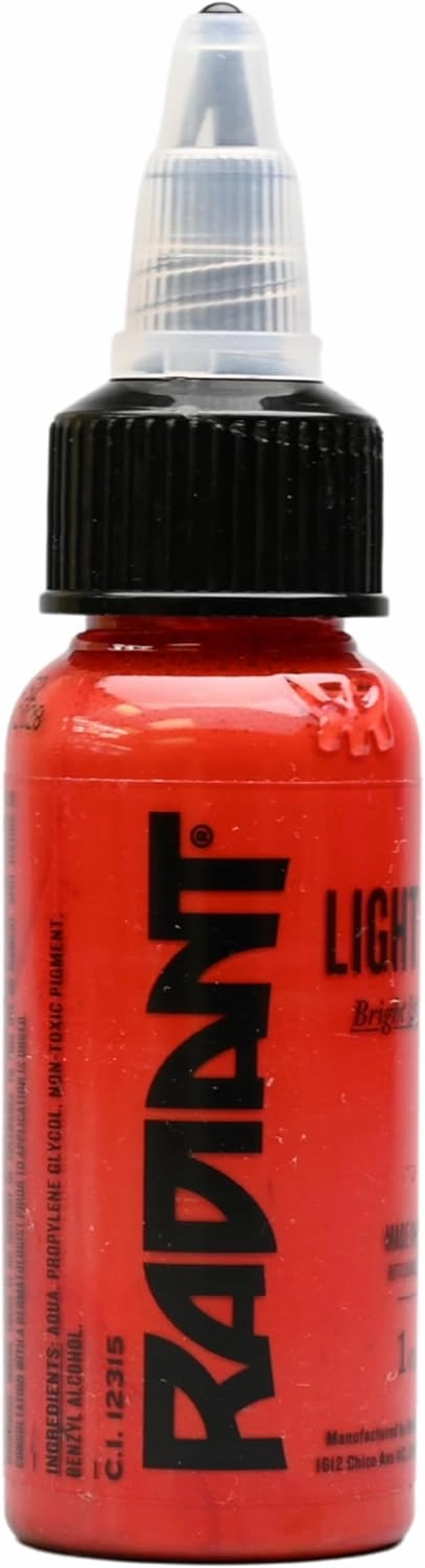 Radiant Colors Light Red Tattoo Ink 1oz Bold Pigment Professional Quality Smooth Flow Long Lasting Formula