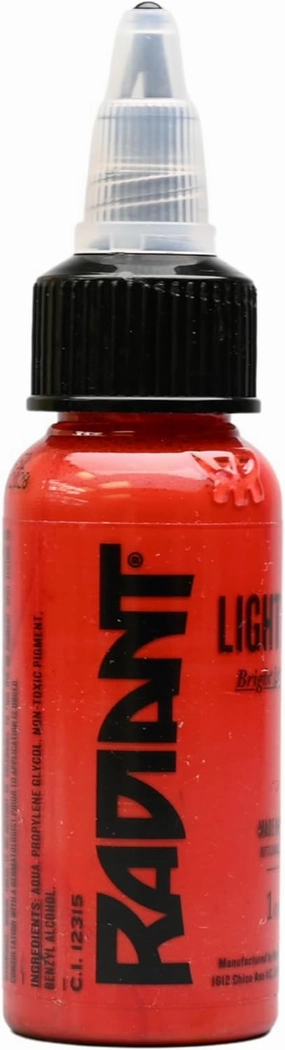 Radiant Colors Light Red Tattoo Ink 1oz Bold Pigment Professional Quality Smooth Flow Long Lasting Formula